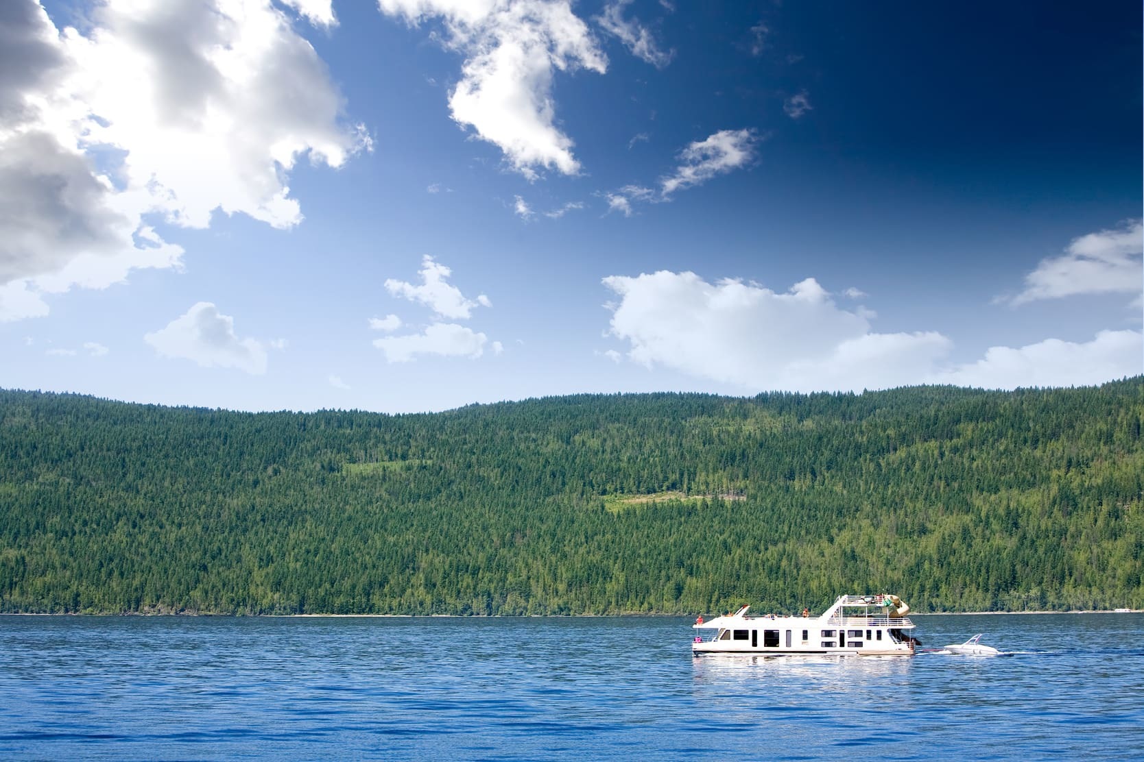 House boat on Shuswap Lake near Scotch Creek, British Columbia